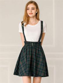 img 3 attached to 👗 Allegra K Women's Plaid Pleated Mini Tartan Suspender Skater Overall Skirt