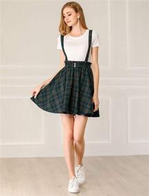 img 1 attached to 👗 Allegra K Women's Plaid Pleated Mini Tartan Suspender Skater Overall Skirt