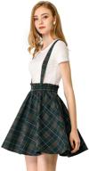 👗 allegra k women's plaid pleated mini tartan suspender skater overall skirt logo