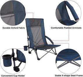 img 2 attached to REDCAMP Lightweight Folding Beach Chair for Adults with High Back Support - Heavy Duty, Portable, Low Profile Design Ideal for Camping, Backpacking, Sports Events - Blue