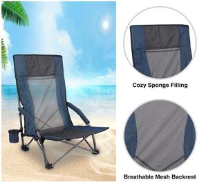 img 3 attached to REDCAMP Lightweight Folding Beach Chair for Adults with High Back Support - Heavy Duty, Portable, Low Profile Design Ideal for Camping, Backpacking, Sports Events - Blue