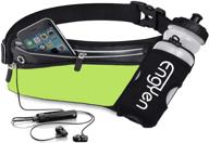 engyen fanny pack with water bottle holder - slim waist bag for travel, workout & hiking hydration - green logo