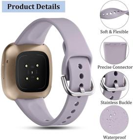 img 3 attached to 💜 Getino Slim Bands - Compatible with Fitbit Sense and Versa 3, Waterproof, Durable & Flexible Silicone Replacement Strap - Thin, Narrow Wristbands for Women and Men - Small Lavender