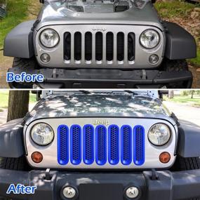 img 1 attached to E-Cowlboy 7PCS Front Grill Mesh Inserts Clip-In Grille Guard For 2007-2017 Jeep Wrangler JK JKU Sport Freedom Rubicon Sahara Unlimited (Matte Blue)