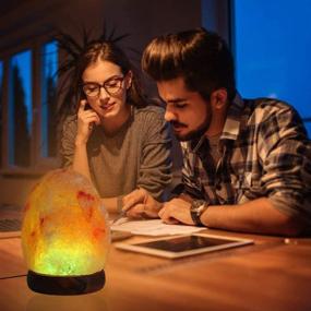 img 1 attached to 🌟 FANHAO USB Himalayan Salt Lamp: Healthy Air Purifier with 7 Colors, LED Bulb, and Wood Base – Ideal for Desk, Computer, and Home