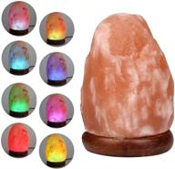 🌟 fanhao usb himalayan salt lamp: healthy air purifier with 7 colors, led bulb, and wood base – ideal for desk, computer, and home logo