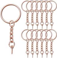 🔑 bronagrand set of 50 rose gold craft split key rings (25mm) with extend chain and 12mm screw eye pin for charm making logo