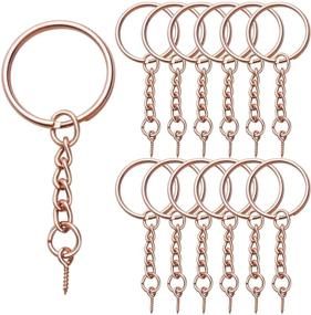 img 4 attached to 🔑 BronaGrand Set of 50 Rose Gold Craft Split Key Rings (25mm) with Extend Chain and 12mm Screw Eye Pin for Charm Making