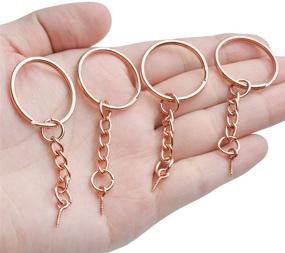 img 2 attached to 🔑 BronaGrand Set of 50 Rose Gold Craft Split Key Rings (25mm) with Extend Chain and 12mm Screw Eye Pin for Charm Making