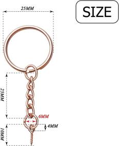 img 3 attached to 🔑 BronaGrand Set of 50 Rose Gold Craft Split Key Rings (25mm) with Extend Chain and 12mm Screw Eye Pin for Charm Making