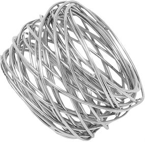 img 1 attached to Kaizen Casa Silver Handmade Round Mesh Napkin Rings Holder Set of 6 - Perfect for Dinning Table, Parties, and Everyday Use (12 inches)