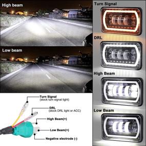 img 3 attached to Улучшенные фары MOVOTOR Off Road 4x6 с двойным белым / желтым свечением Halo Seal Beam для H4651 H4656 H6545 H4668 - Заменитель фар, идеально подходит для грузовиков Ford, Kenworth и Peterbilt полуприцепов.