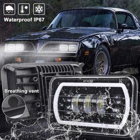 img 1 attached to Улучшенные фары MOVOTOR Off Road 4x6 с двойным белым / желтым свечением Halo Seal Beam для H4651 H4656 H6545 H4668 - Заменитель фар, идеально подходит для грузовиков Ford, Kenworth и Peterbilt полуприцепов.