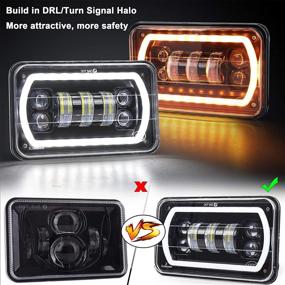 img 2 attached to Улучшенные фары MOVOTOR Off Road 4x6 с двойным белым / желтым свечением Halo Seal Beam для H4651 H4656 H6545 H4668 - Заменитель фар, идеально подходит для грузовиков Ford, Kenworth и Peterbilt полуприцепов.