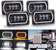улучшенные фары movotor off road 4x6 с двойным белым / желтым свечением halo seal beam для h4651 h4656 h6545 h4668 - заменитель фар, идеально подходит для грузовиков ford, kenworth и peterbilt полуприцепов. логотип
