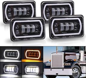 img 4 attached to Улучшенные фары MOVOTOR Off Road 4x6 с двойным белым / желтым свечением Halo Seal Beam для H4651 H4656 H6545 H4668 - Заменитель фар, идеально подходит для грузовиков Ford, Kenworth и Peterbilt полуприцепов.