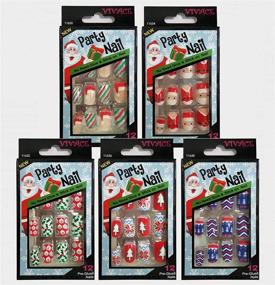 img 4 attached to 💅 Vibrant 5-Pack Christmas Santa Novelty Nails - Press On, Sticker Nails with 60 Tips