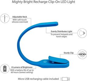 img 3 attached to 🔦 The Original Mighty Bright Recharge Clip On Rechargeable Book Light Reading Light - Warm Eye Care LEDs, Flexible & Durable - Dimmable & Perfect for Kids & Bookworms - Ideal for Reading in Bed, Lasting 60 Hours (Blue)