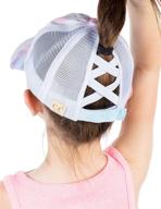 🧢 funky junque girl's criss cross hat: stylish messy bun & high ponytail kids baseball cap логотип