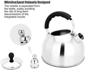 img 1 attached to 🍵 Thinkingwings 3 Quart Stainless Steel Tea Kettle Stovetop Whistling with Ergonomic Handle and Straight Pour Spout - Culinary Grade Hot Water Teapot