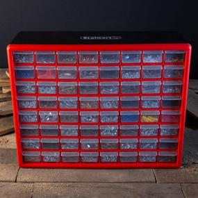 img 1 attached to 🗄️ Stalwart Storage Drawers-64 Compartment Organizer: Versatile Desktop or Wall Mount Container for Hardware, Craft Supplies, Beads, Jewelry, and More