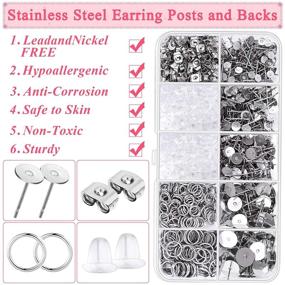 img 3 attached to 1650pcs Stainless Steel Hypoallergenic Earring Making Kit - Includes Earring 📿 Posts, Studs, Backs, and Jump Rings for DIY Jewelry Earring Making - Shynek