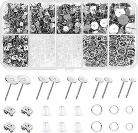 img 4 attached to 1650pcs Stainless Steel Hypoallergenic Earring Making Kit - Includes Earring 📿 Posts, Studs, Backs, and Jump Rings for DIY Jewelry Earring Making - Shynek