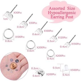 img 2 attached to 1650pcs Stainless Steel Hypoallergenic Earring Making Kit - Includes Earring 📿 Posts, Studs, Backs, and Jump Rings for DIY Jewelry Earring Making - Shynek