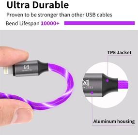 img 1 attached to 📱 MFi Certified Purple LED iPhone Charger Cable - 6.5ft Visible Flowing Lightning Charger Compatible with iPhone models and iPod Touch
