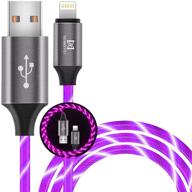 📱 mfi certified purple led iphone charger cable - 6.5ft visible flowing lightning charger compatible with iphone models and ipod touch logo