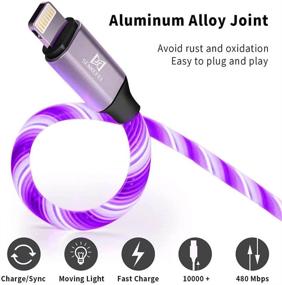 img 2 attached to 📱 MFi Certified Purple LED iPhone Charger Cable - 6.5ft Visible Flowing Lightning Charger Compatible with iPhone models and iPod Touch