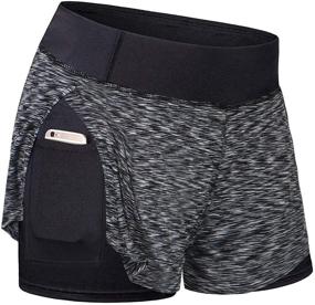 img 4 attached to 🩳 LASLULU Womens Workout Running Shorts: Double Layer Yoga Athletic Shorts with Pockets & Elastic Waist - Stay Comfortable and Stylish During Exercise!