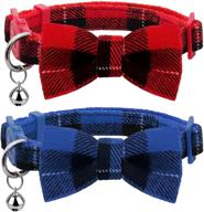 🎄 premium azuza 2 pack christmas kitten collar set: bell, quick release, safe buckle | xmas plaid design | ideal for cats and kittens logo