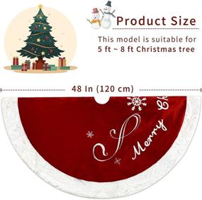 img 2 attached to 🎄 EIOPLETI Large Red Christmas Tree Collar - 48" Snowflake Velvet Tree Skirt for Farmhouse Christmas Decorations