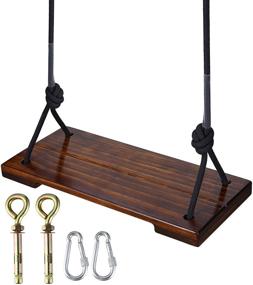 img 4 attached to 🪜 Waterproof Wooden Swing Seat with Adjustable Nylon Rope - Perfect for Children, Kids, and Adults in Garden, Yard, Indoor & Outdoor Play