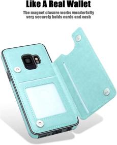 img 2 attached to 💐 Stylish Flower Magnetic Back Flip Case with Card Holder for Samsung Galaxy S9 - Mint