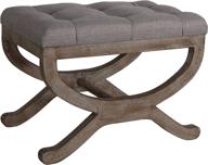 🪑 cortesi home falmouth x-bench ottoman - 17 inch high beige with solid wood legs logo