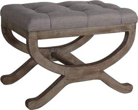 img 4 attached to 🪑 Cortesi Home Falmouth X-Bench Ottoman - 17 Inch High Beige with Solid Wood Legs