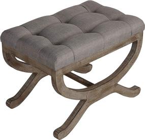 img 3 attached to 🪑 Cortesi Home Falmouth X-Bench Ottoman - 17 Inch High Beige with Solid Wood Legs