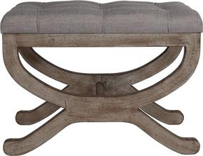 img 1 attached to 🪑 Cortesi Home Falmouth X-Bench Ottoman - 17 Inch High Beige with Solid Wood Legs