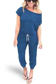 img 4 attached to 👗 Alelly Shoulder Elastic Jumpsuit Rompers for Women in Jumpsuits, Rompers & Overalls