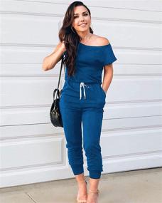 img 2 attached to 👗 Alelly Shoulder Elastic Jumpsuit Rompers for Women in Jumpsuits, Rompers & Overalls