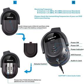 img 3 attached to SIMOLIO 2 Pack of Wireless Car Headphones: Kid-Friendly Automotive IR Headsets with Travel Bag for Universal Rear Entertainment System