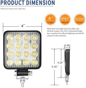 img 2 attached to YITAMOTOR светодиодная панель света, LED подсветка, 4 шт. 4-дюймовая квадратная световая панель 48 ВТ, светильник для работы в режиме затопления, светодиодный туманный свет, автомобильный свет, дальнего света на лодку для трактора ATV 4X4 12V 24V, гарантия 2 года.