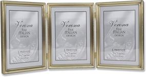 img 2 attached to 🕰️ Timelessly Elegant: Lawrence Frames Antique Brass 5x7 Hinged Triple Picture Frame with Bead Border Design - Golden Frame