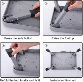 img 1 attached to 🪜 Нестрекающийся стул с резиновой платформой | Прочная складная 1-ступенчатая лестница для взрослых или детей | Легкое хранение и плавное открывание | Идеальный подножка для кухни, туалета, кемпинга, офиса | Нагрузка до 225 фунтов | Серый цвет