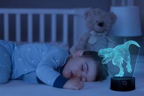 img 2 attached to 🦖 3D Dinosaur Night Light for Kids - 11 Pack of Dinosaur Lights - 3D Illusion Decor - 7 Color Changing Lamp - Remote Control - Kids Bedroom Decorations