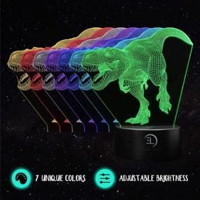 img 1 attached to 🦖 3D Dinosaur Night Light for Kids - 11 Pack of Dinosaur Lights - 3D Illusion Decor - 7 Color Changing Lamp - Remote Control - Kids Bedroom Decorations