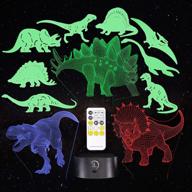 🦖 3d dinosaur night light for kids - 11 pack of dinosaur lights - 3d illusion decor - 7 color changing lamp - remote control - kids bedroom decorations логотип