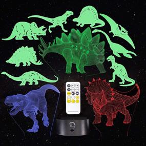 img 4 attached to 🦖 3D Dinosaur Night Light for Kids - 11 Pack of Dinosaur Lights - 3D Illusion Decor - 7 Color Changing Lamp - Remote Control - Kids Bedroom Decorations